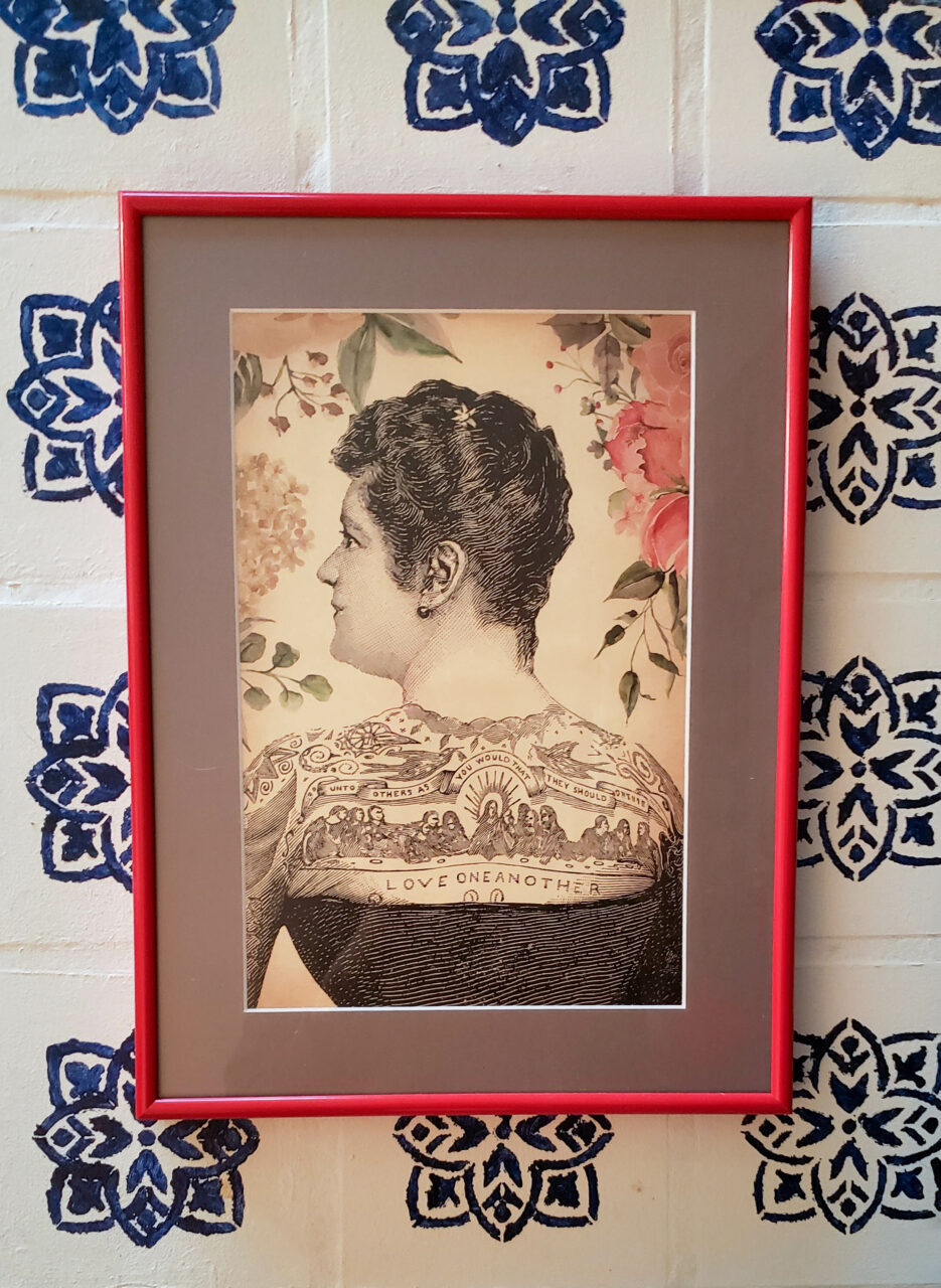 Color Confidence: Framing Beyond Black and White 10 tattoo drawing with red picture frame