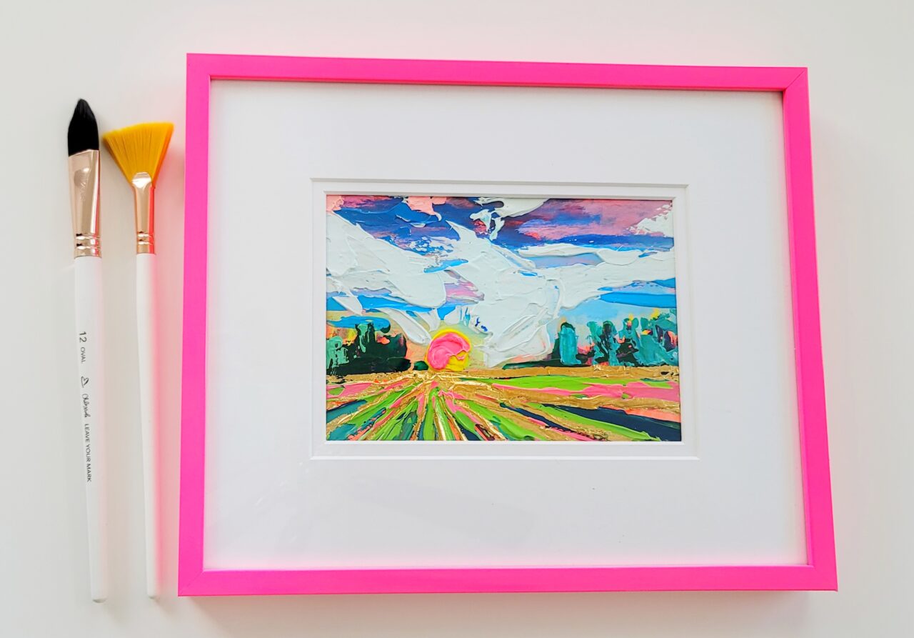Scaling Your Art or Design Business with Custom Framing 1 hot pink frame with colorful artwork