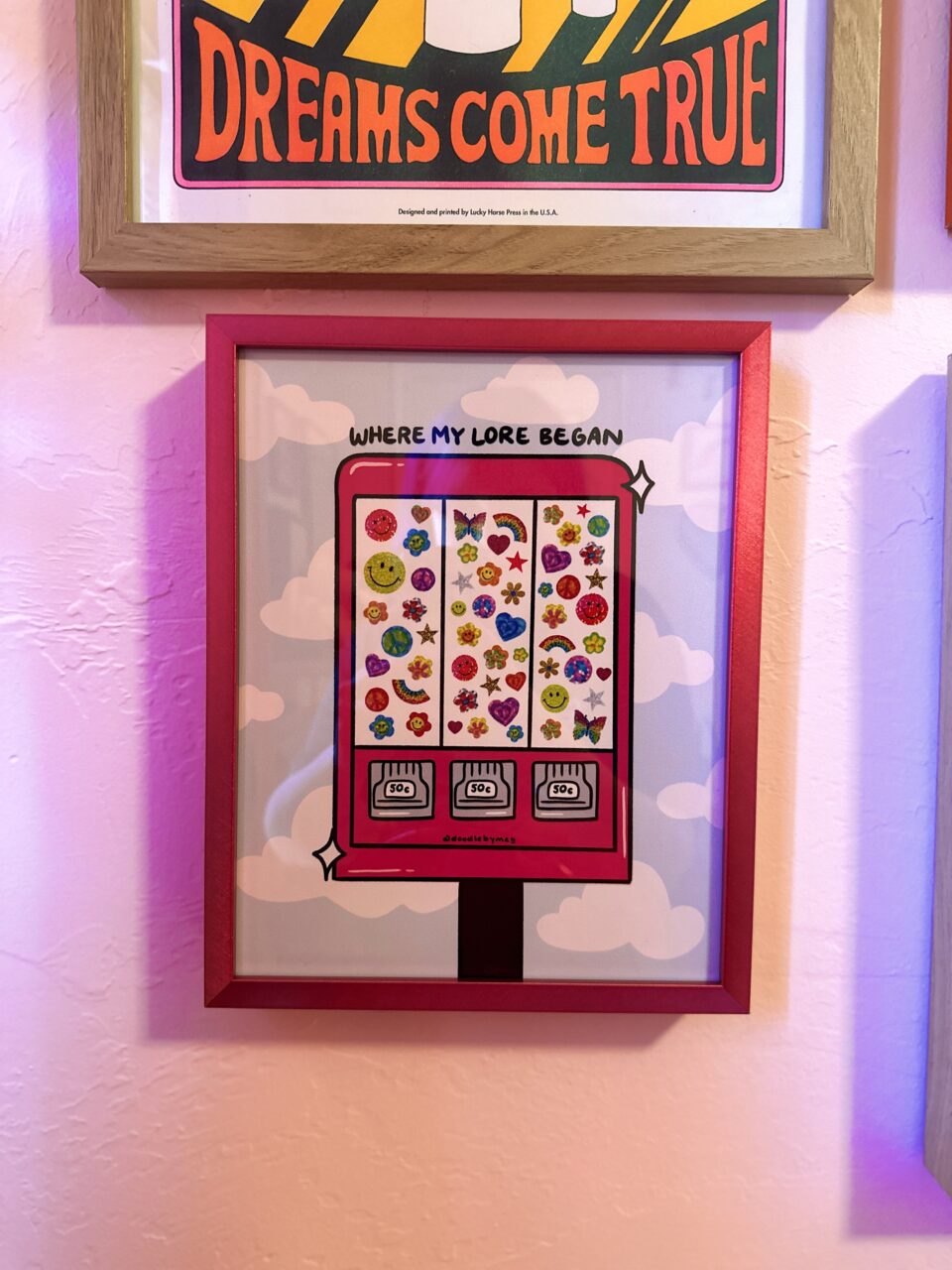 Affordable Custom Frames for Students (Yes, Really) 20 frame on an eclectic gallery wall