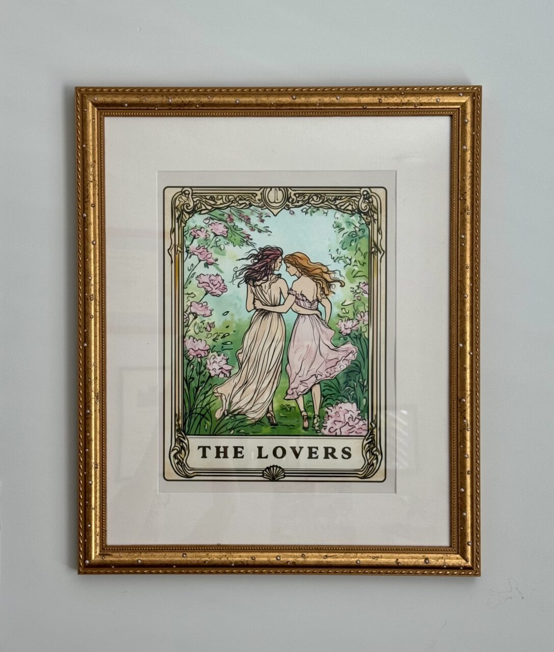 Affordable Custom Frames for Students (Yes, Really) 13 art print with gold diy frame and custom colored matting